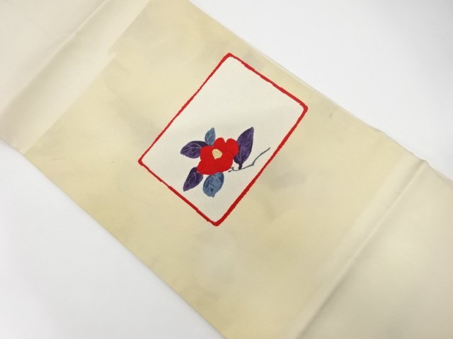 JAPANESE NAGOYA OBI / WOVEN CAMELLIA
